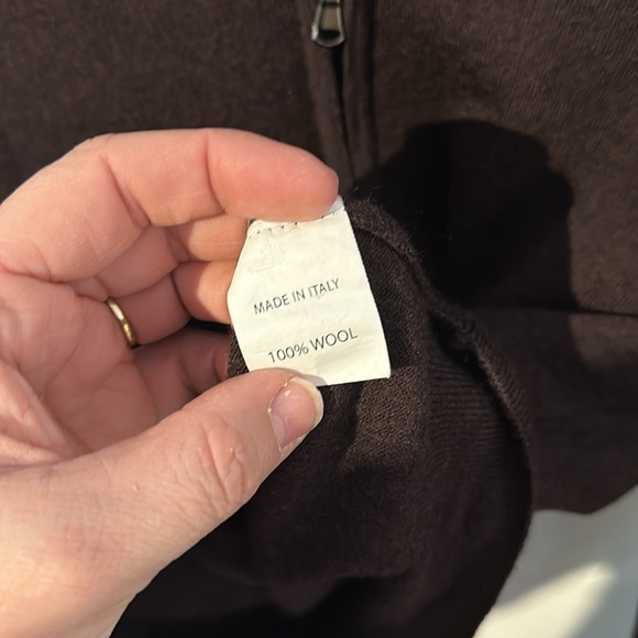 100% Merino wool || Italy  full zip sweater turtle neck - Picture 2 of 2